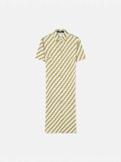 VERSACE Chain Stripes Fitted Midi Shirt Dress