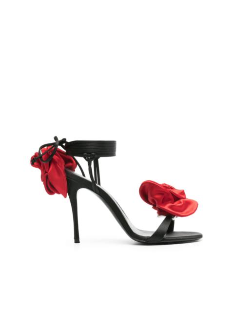 MAGDA BUTRYM 105mm floral-appliquÃ© satin sandals