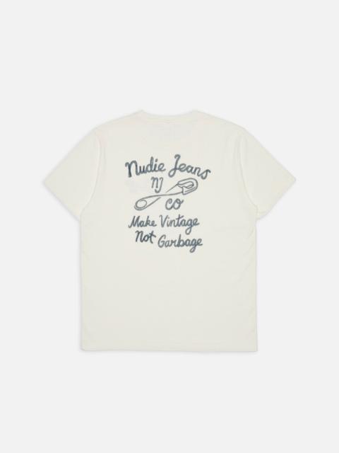 Nudie Jeans Roy T-Shirt NJCO Pin Chalk White