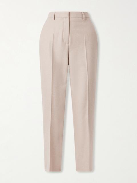 Loro Piana Dermot Cropped Wool And Cashmere-blend Flannel Straight-leg Pants