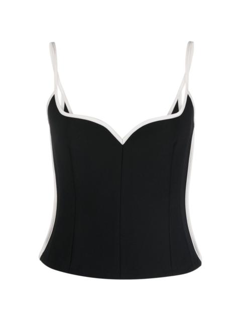 Heart contrast-trim singlet top