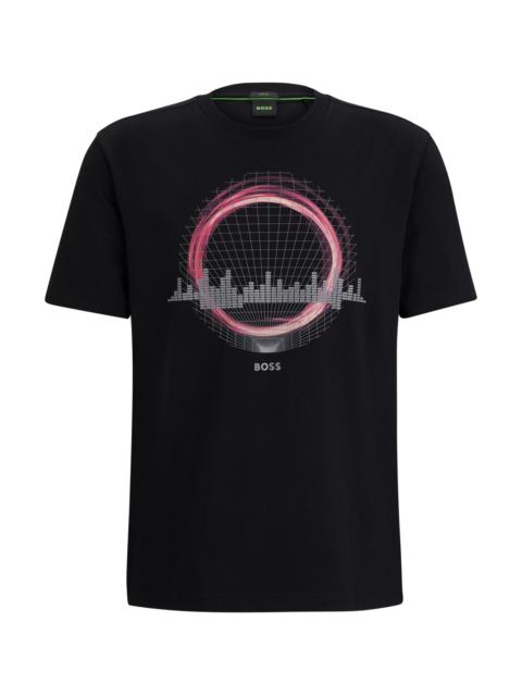 BOSS STRETCH-COTTON REGULAR-FIT T-SHIRT WITH SEASONAL ARTWORK