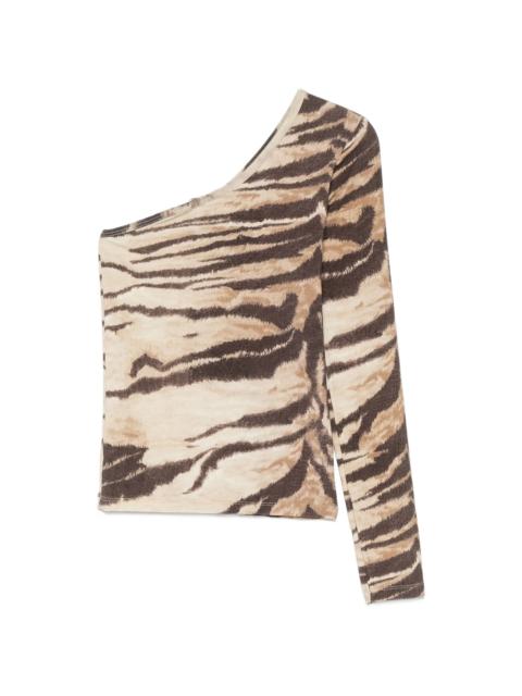 BASERANGE Baserange Tiger-print One-shoulder Blouse