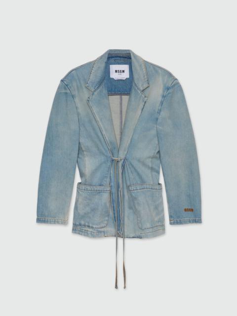 MSGM Faded denim jacket with shoulder pads