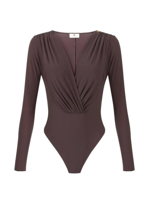 ELISABETTA FRANCHI draping metal-logo bodysuit