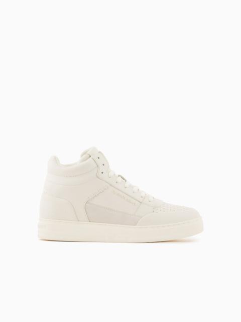 ASV regenerated leather high-top sneakers with suede detail