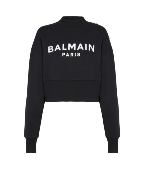 Balmain Cropped sweatshirt with Balmain Paris print