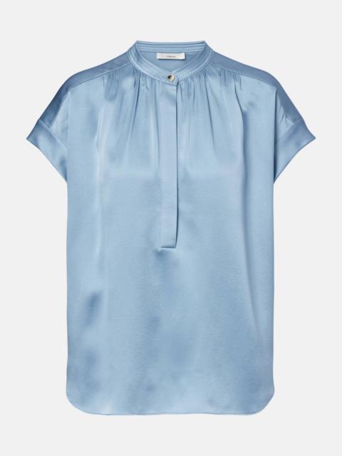 Vince Gathered silk satin blouse