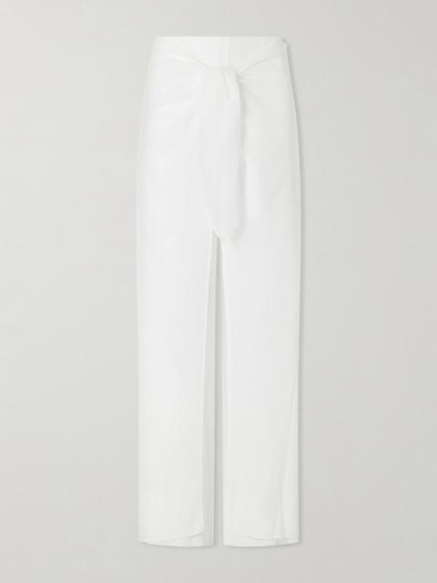 CHRISTOPHER ESBER Porto Tie-detailed Cotton-voile Wide-leg Pants