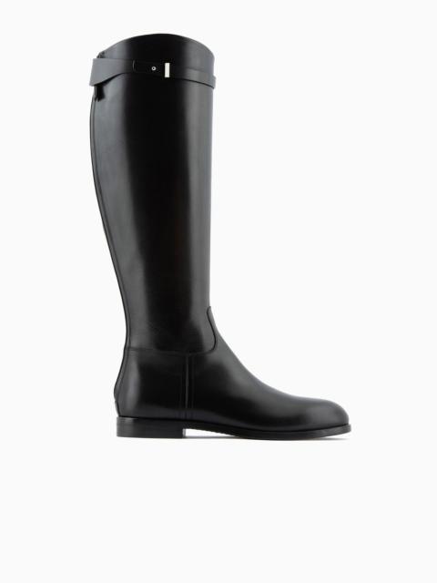 GIORGIO ARMANI High-heeled, glossy leather boots
