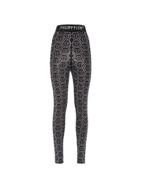 monogram-embellished high-waist leggings