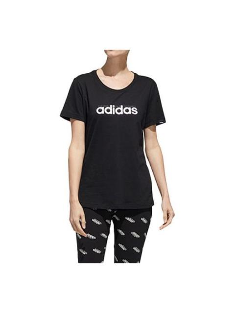 adidas (WMNS) adidas Alphabet Logo Printing Training Sports Short Sleeve Black FM6154