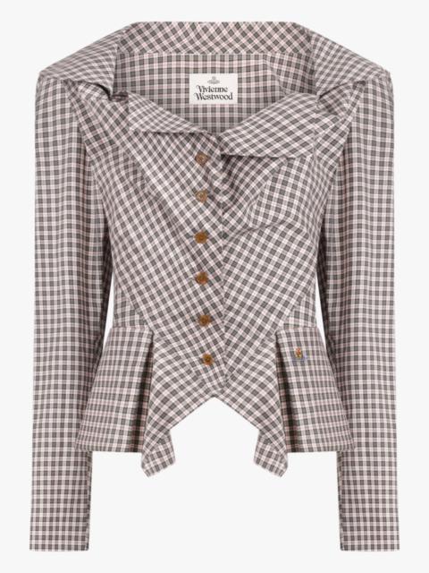 Vivienne Westwood MONDAY CHECK PRINT L/S BUTTON SHIRT | BROWN/OFF WHITE