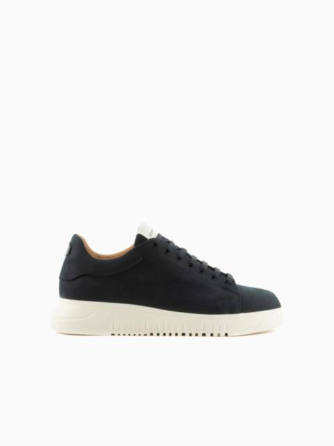 EMPORIO ARMANI Nubuck sneakers with knurled soles