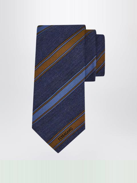FERRAGAMO Medium Blue Regimental Jacquard Tie