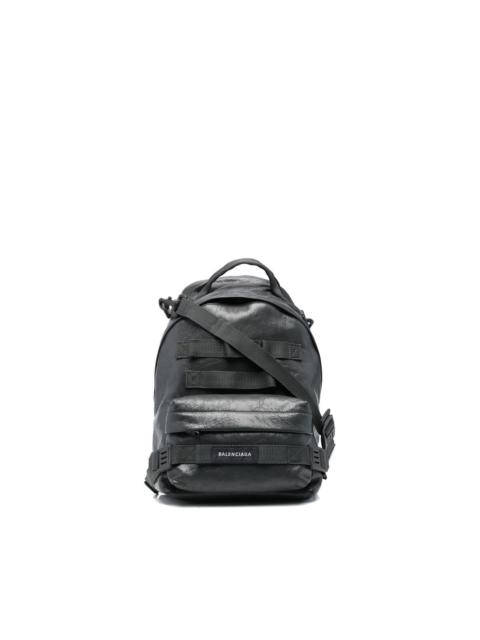 BALENCIAGA leather logo-patch backpack