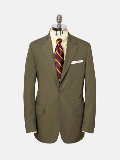J. PRESS MADE-IN-CANADA SOLID OLIVE COTTON POPLIN SUIT