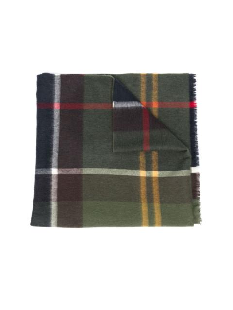 tartan-pattern wool scarf