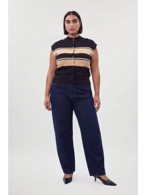 KAREN MILLEN Plus Size Stripe Viscose Blend High Neck Knitted Tank Top