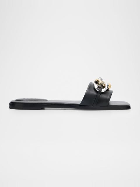 SIMKHAI Arlo Chain Leather Flat Slides