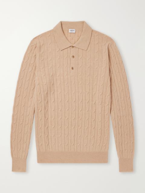 GHIAIA Cable-Knit Cashmere Polo Sweater