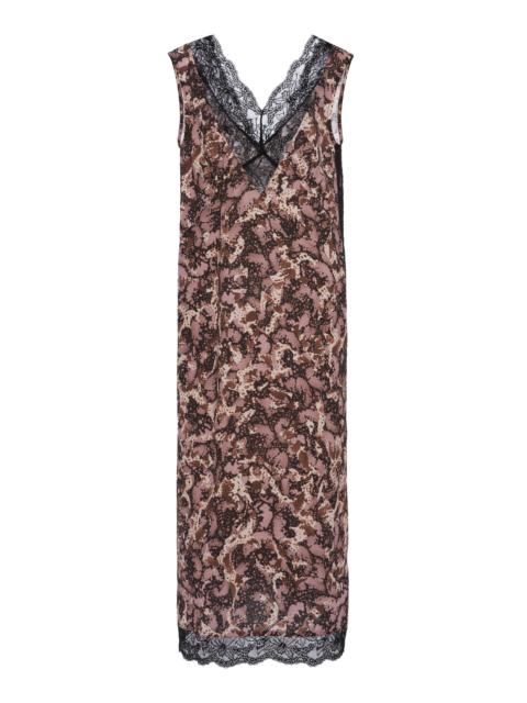 Dries Van Noten Dista Printed Crepe Midi Dress brown
