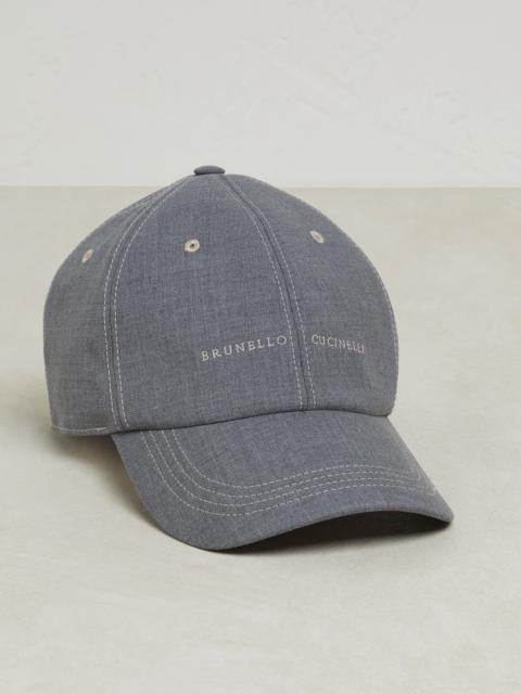 Brunello Cucinelli Natural comfort virgin wool fresco baseball cap with embroidery