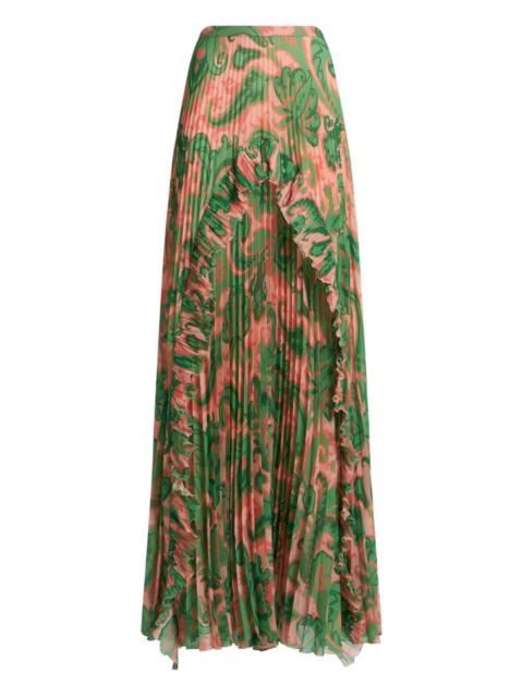 Etro pleated ruffled maxi skirt