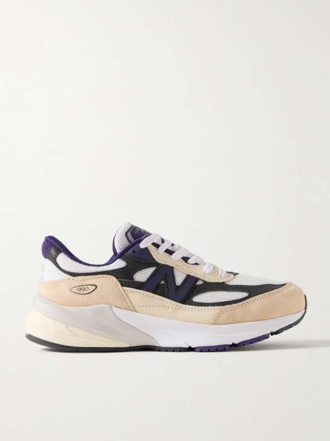 990v6 Leather-Trimmed Suede and Mesh Sneakers