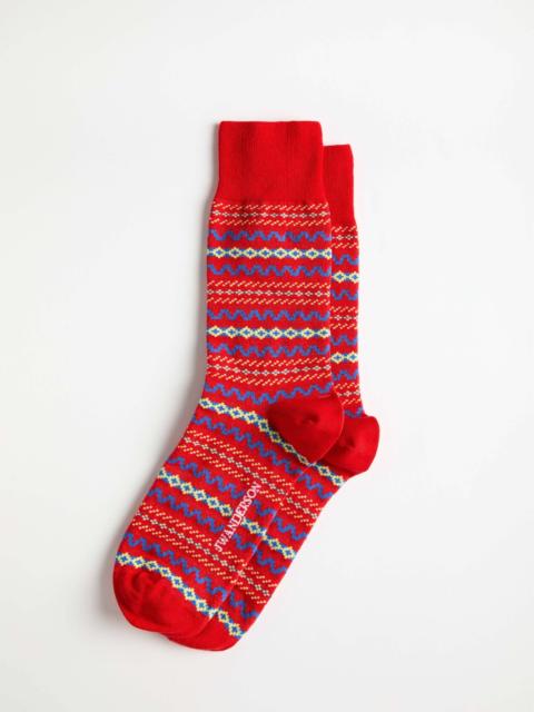 JW Anderson FAIRISLE SOCK IN RED