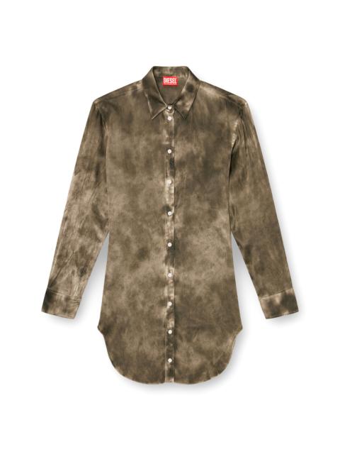 Diesel LONG SHIRT IN LOGO-JACQUARD CRINKLED SATIN