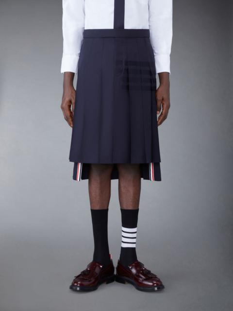 Thom Browne Plain Weave 4-Bar Pleated Backstrap Classic Skirt