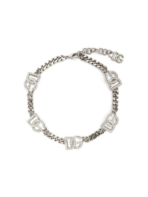 crystal-embellished logo-charm bracelet