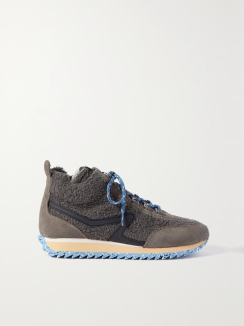 rag & bone Retro Hiker Faux Suede-trimmed Recycled Fleece And Rubber High-top Sneakers