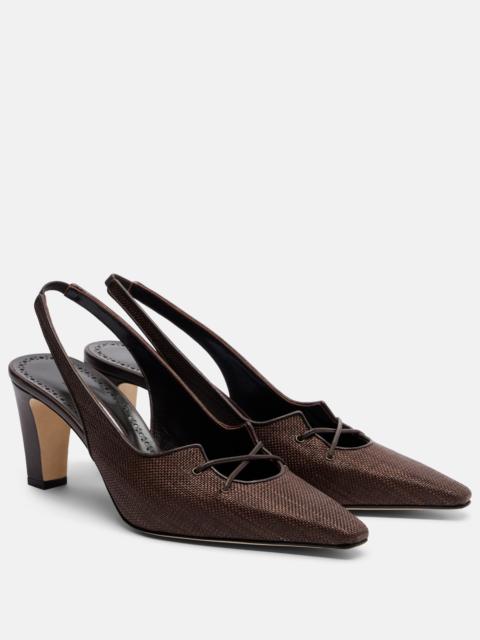Manolo Blahnik Montbalo raffia slingback pumps