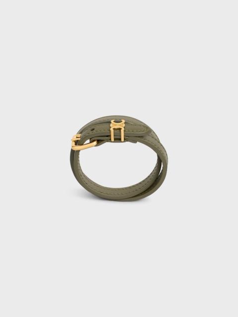 Les Cuirs Celine Double Bracelet in Calfskin and Brass with Gold Finish