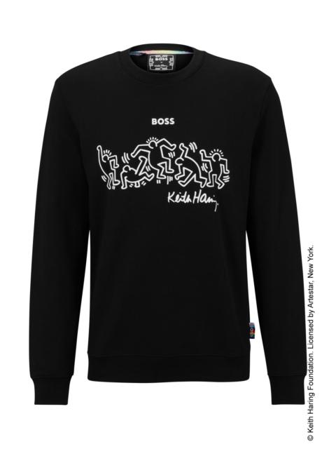 BOSS BOSS X KEITH HARING GENDER-NEUTRAL COTTON-BLEND SWEATSHIRT WITH SPECIAL ARTWORK