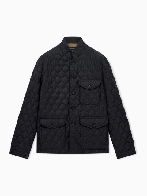 EMPORIO ARMANI BLOUSON JACKET IN QUILTED VIRGIN WOOL WITH STAND UP COLLAR