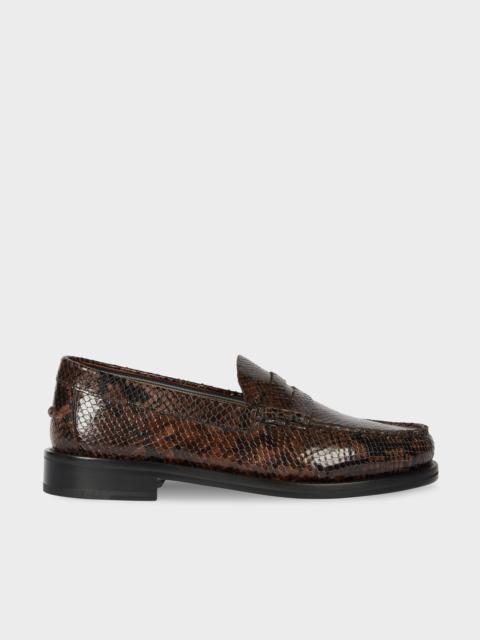 Paul Smith Dark Brown 'Rialto' Snake Effect Loafers