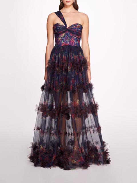 Marchesa WATERCOLOR GARLAND GOWN