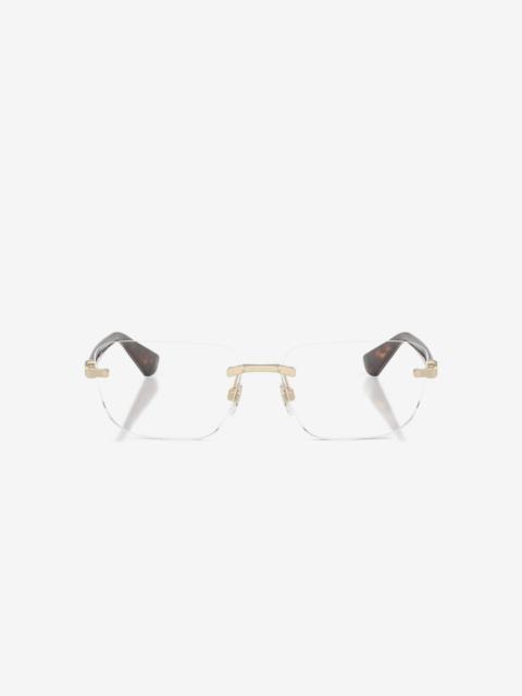 Burberry gold-detail rimless glasses