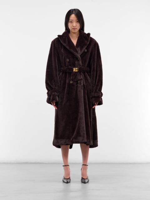 ROWEN ROSE Brown Oversized Vegan Fur Coat