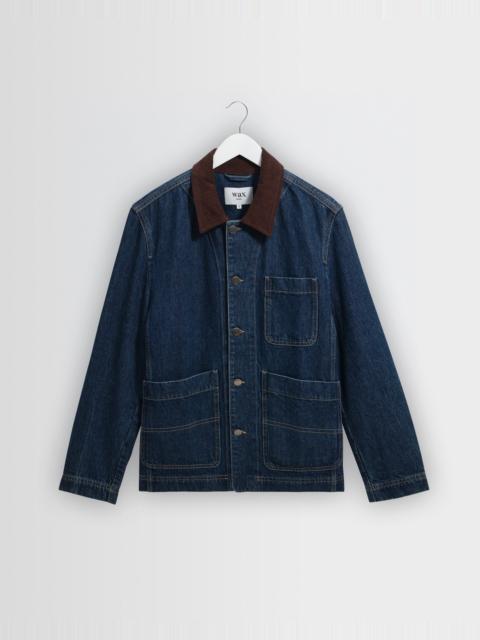 Wax London Healey - Dark Vintage Blue Denim Chore Jacket