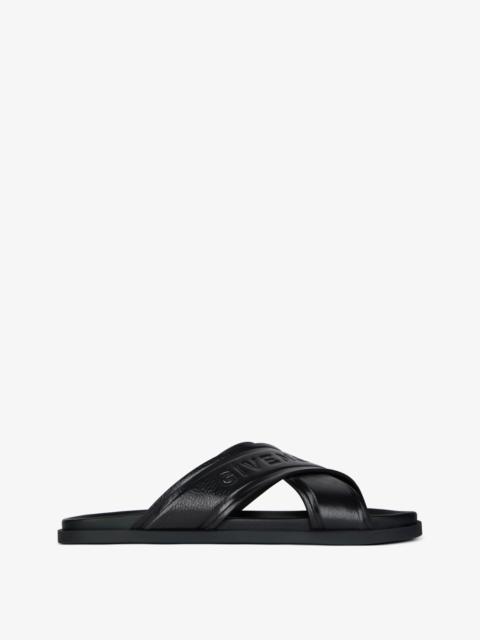 G PLAGE FLAT SANDALS WITH CROSSED STRAPS IN LEATHER