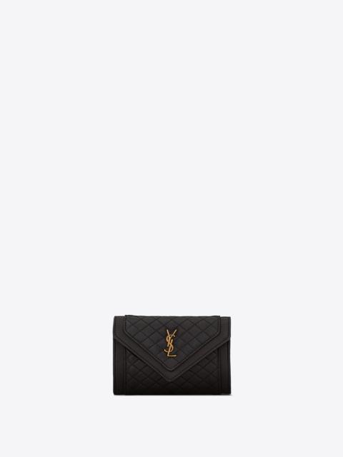 Yves Saint Laurent Gaby Small Envelope Quilted Leather Wallet