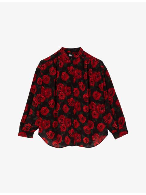 The Kooples Floral-Print Long-Sleeve Woven Shirt