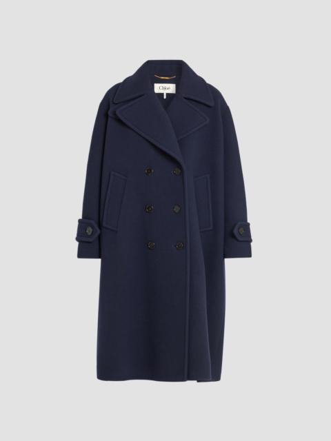Chloé Women's Virgin Wool-Blend Double-Breasted Coat - Evening Blue