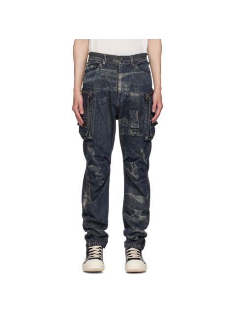 Julius Blue Bleached Denim Cargo Pants
