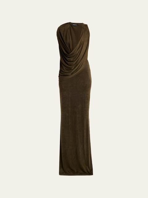 TOM FORD Plunging Cowl-Neck Sleeveless Maxi Dress