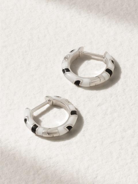 Yvonne Léon 9-karat white gold, diamond and enamel hoop earrings Gold